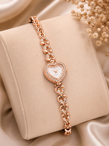 Luxury Rose Gold Heart Bracelet Watch