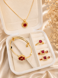 Elegant Ruby Red Jewelry Set