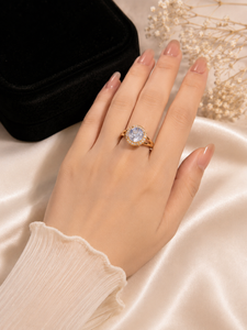 Elegant Adjustable Halo Crystal Ring