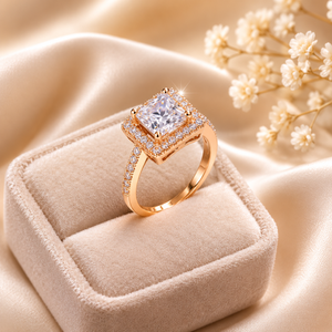 Elegant Halo Crystal Ring