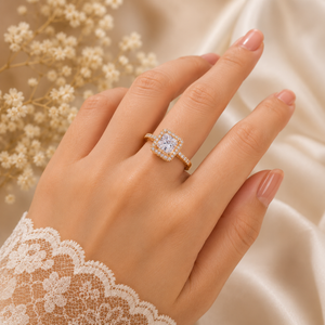 Elegant Halo Crystal Ring