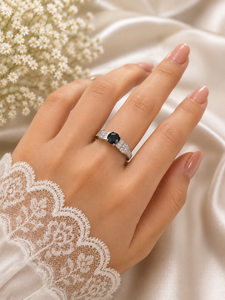 Black Stone Adjustable Ring