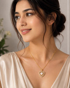 Pearl Heart Crystal Pendant Necklace