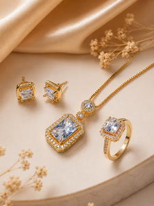Luxe Square Crystal Pendant Set