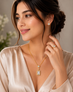 Luxe Square Crystal Pendant Set