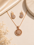 Elegant Gold-Tone Pendant & Earrings Jewelry Set
