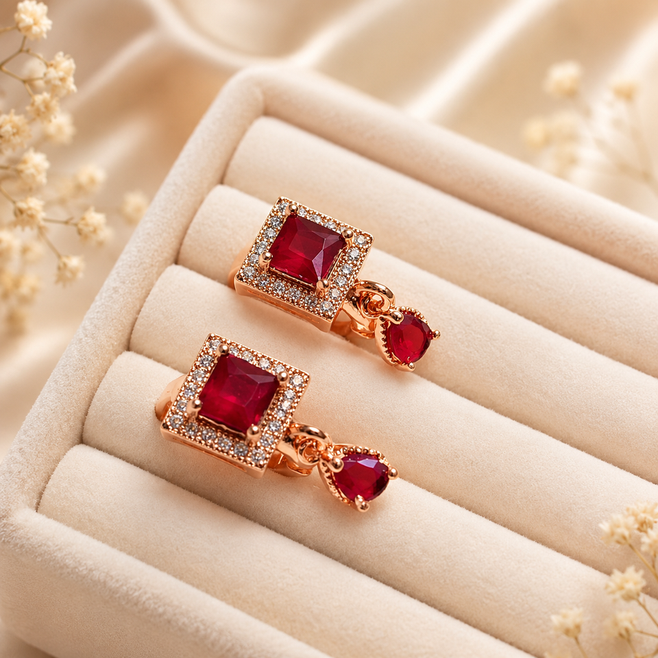 Elegant Ruby Red Jewelry Set