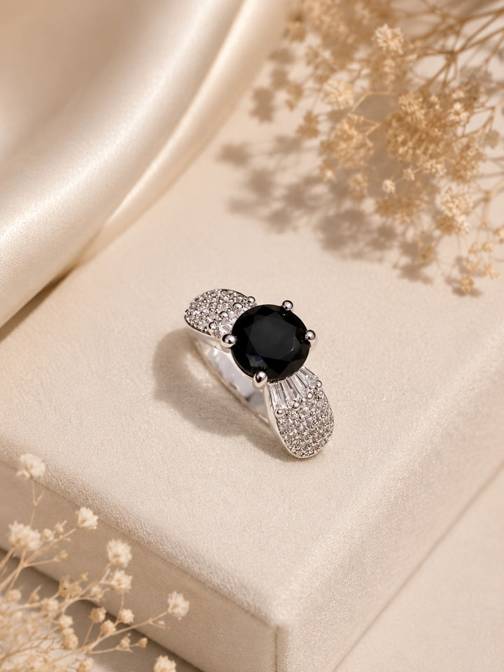 Black Stone Adjustable Ring