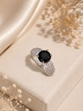 Black Stone Adjustable Ring