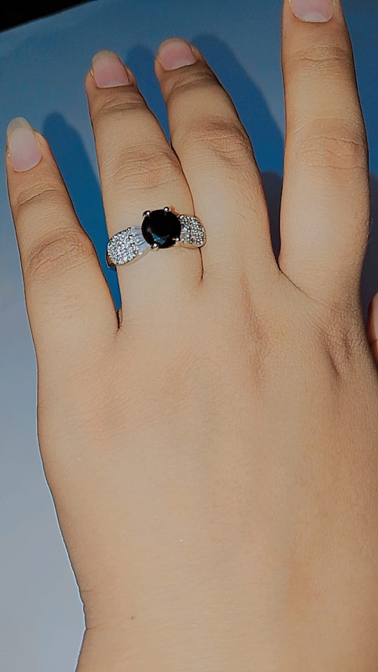 Black Stone Adjustable Ring